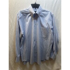 Scott Barber Men's Long Sleeve Button-Up Blue Plaid Size M